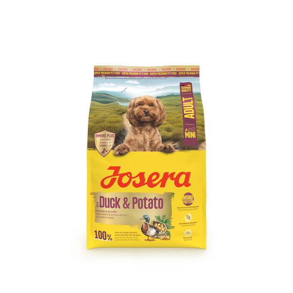 Mini Adult with Duck & Potato. Міні Едалт з качкою та картоплею для малих порід 3kg frontal_result Josera Mini Duck & Potato Йозера Міні Едалт Дак енд Потейто — изображение 3